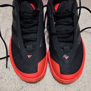 Adidas Black and Bright Red Athletic Shoes